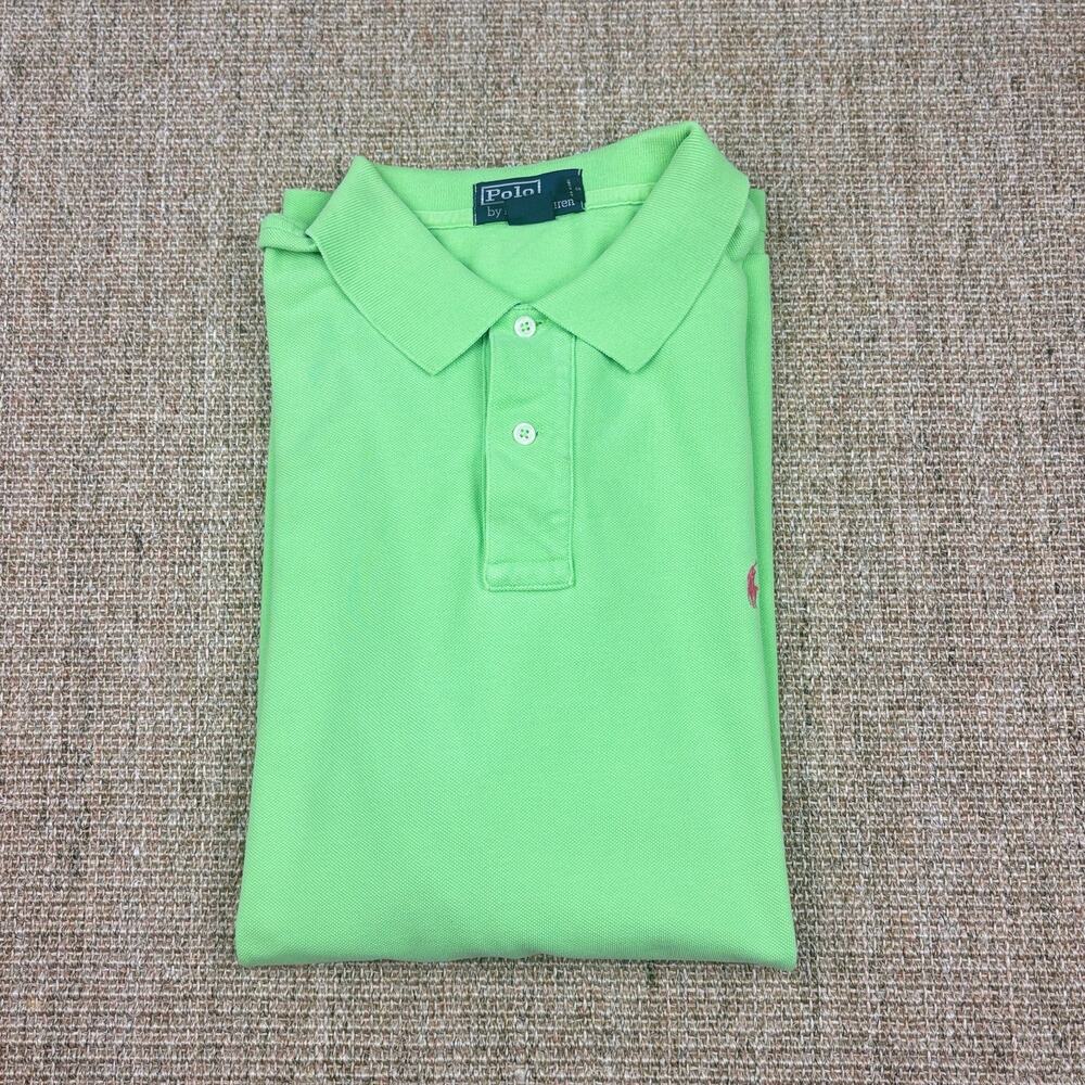 Vintage Polo by Ralph Lauren Polo Shirt Men's Large Lime Green Pink Pony